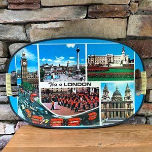 VTG London Masonite Tray England Souvenir Oval Serving Barware MCM 60s